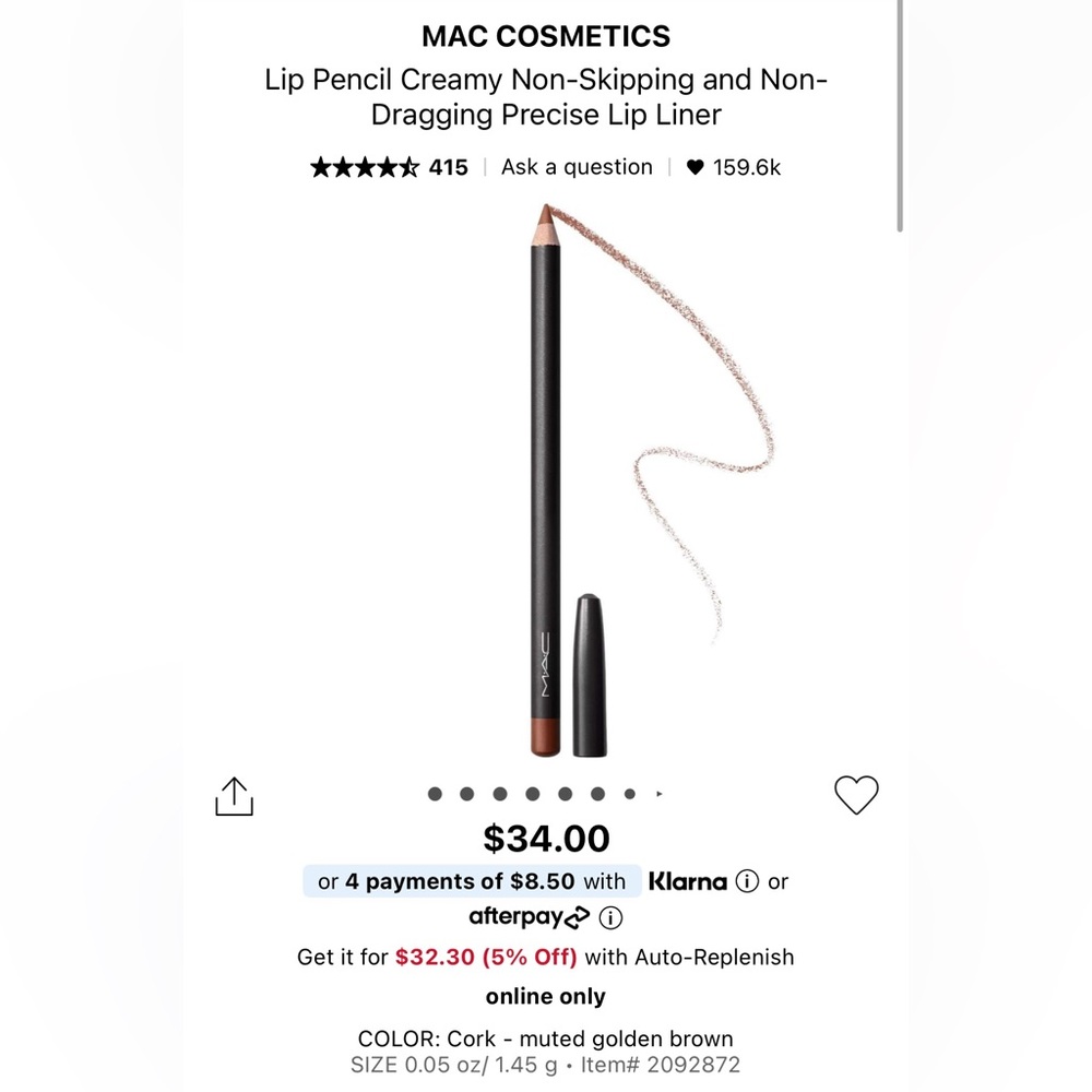 MAC Cosmetics Brown Lip Liner Precision Pencil